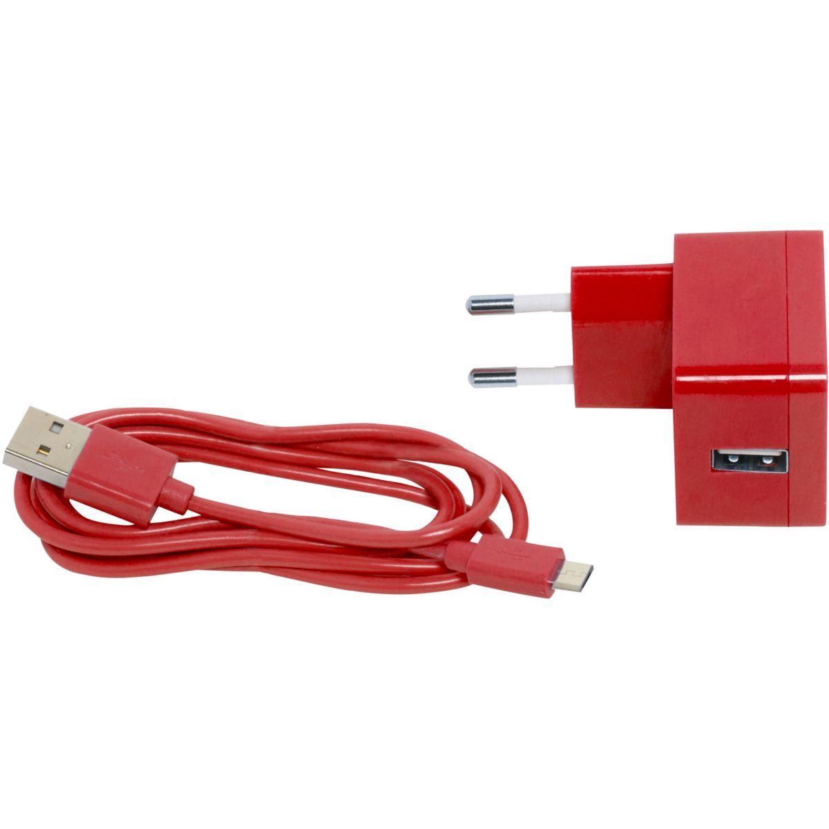 Chargeur enceinte oglo# micro usb + c�ble usb rouge (photo) Chargeur enceinte oglo# micro usb + c�ble usb rouge (photo)