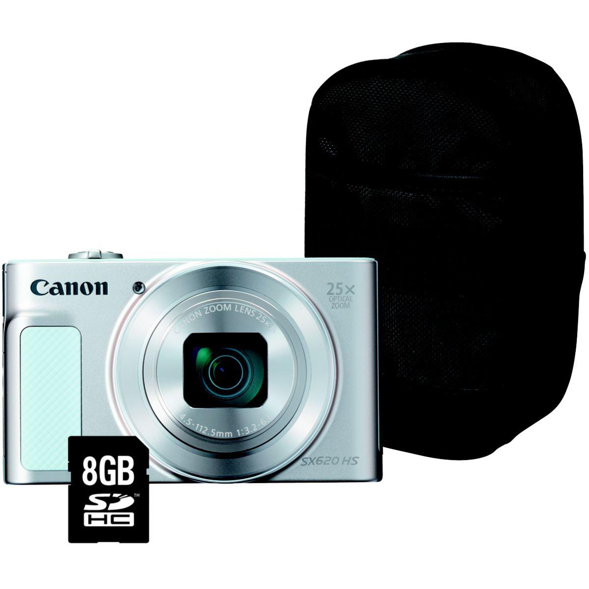 Appareil photo compact canon sx620 hs argent et blanc + etui + sd16go (photo) Appareil photo compact canon sx620 hs argent et blanc + etui + sd16go (photo)