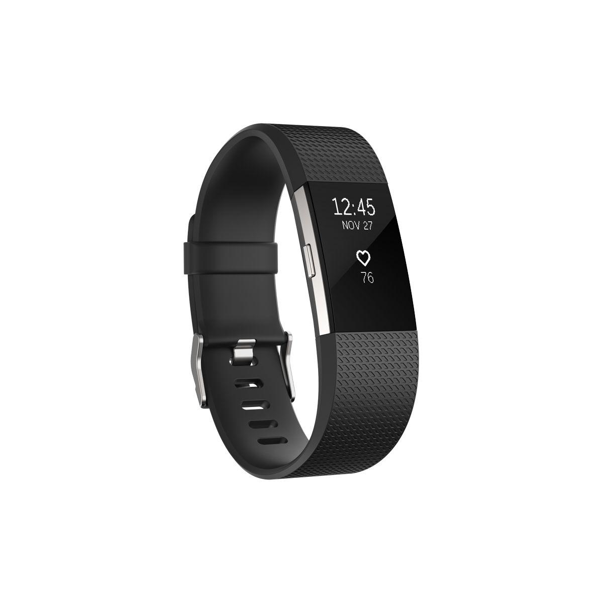 Bracelet connect� fitbit charge 2 black silver s (photo) Bracelet connect� fitbit charge 2 black silver s (photo)