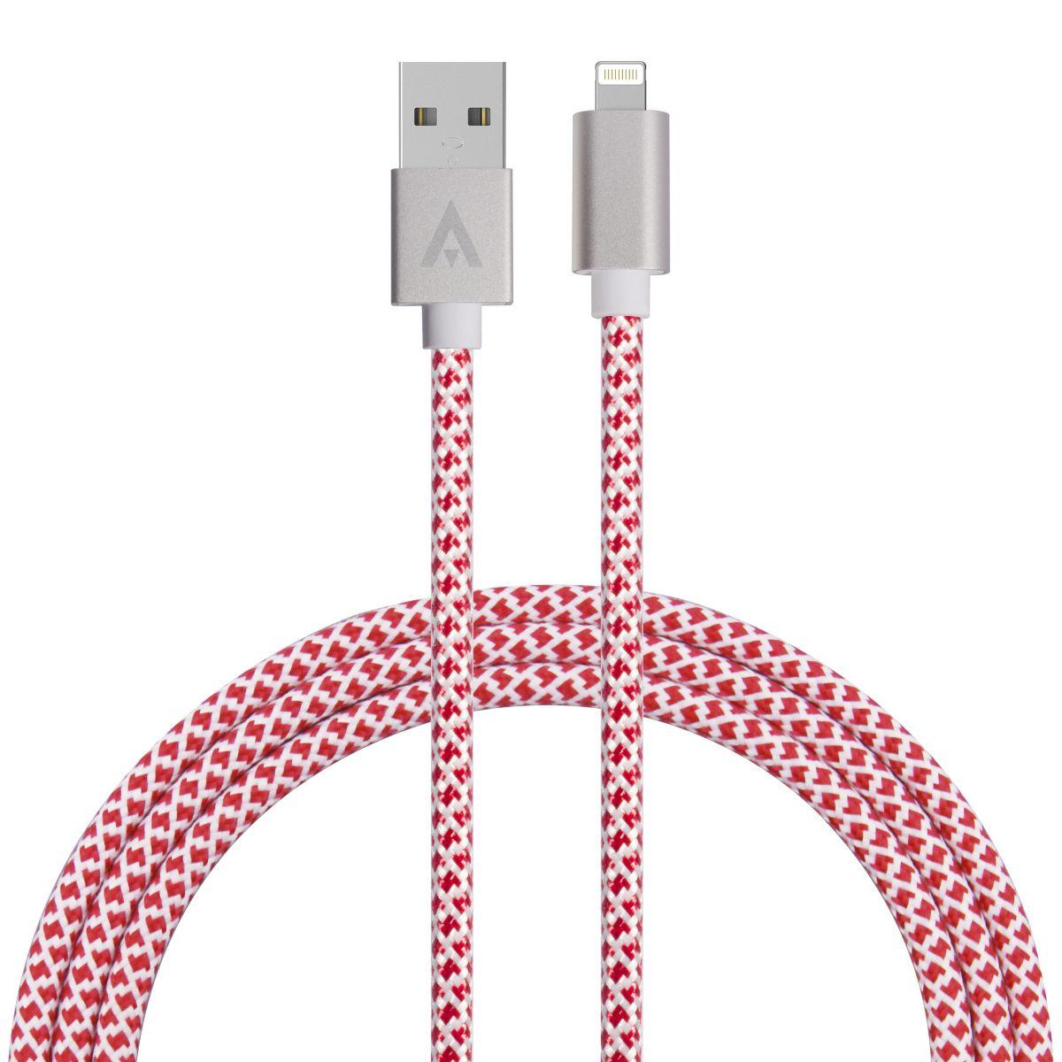 Câble lightning adeqwat 2m rouge/blanc - livraison offerte avec le code livofferte (photo) Câble lightning adeqwat 2m rouge/blanc - livraison offerte avec le code livofferte (photo)