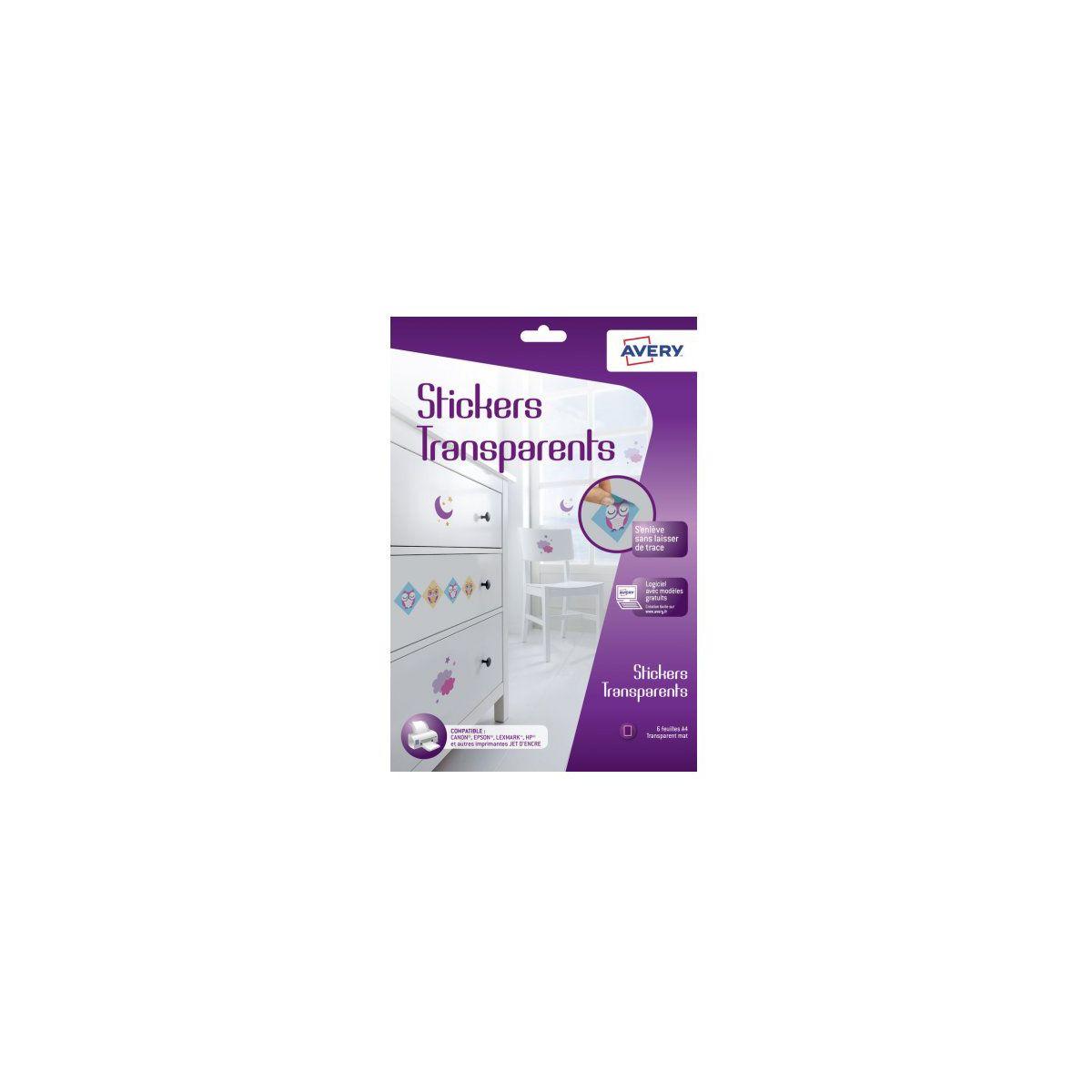 Papier cr�atif avery 6 stikers transparents a4 (photo) Papier cr�atif avery 6 stikers transparents a4 (photo)