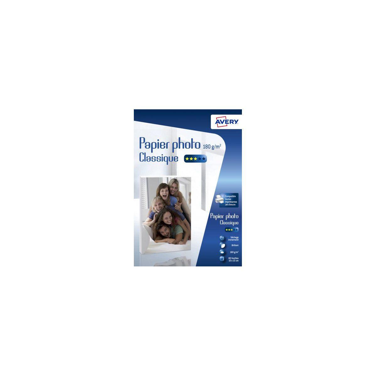 Papier photo avery 80 photos brillantes 10x15 180g (photo) Papier photo avery 80 photos brillantes 10x15 180g (photo)
