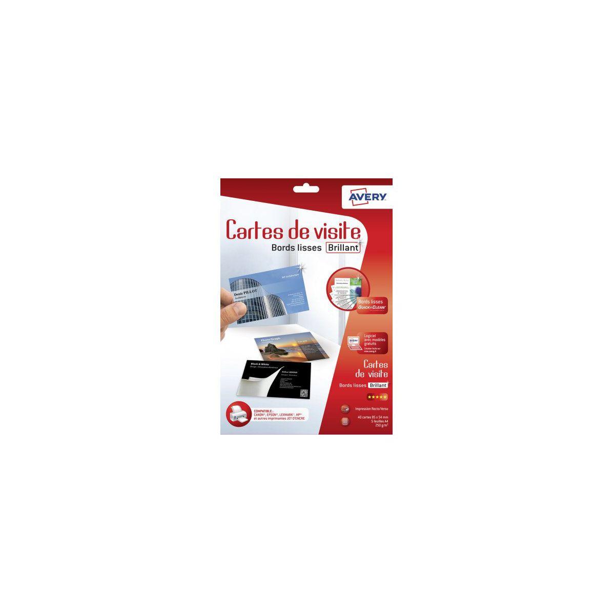 Papier cr�atif avery 40 cartes de visite 85x54mm recto brilla - 2% de remise imm�diate avec le code : school2 (photo) Papier cr�atif avery 40 cartes de visite 85x54mm recto brilla - 2% de remise imm�diate avec le code : school2 (photo)