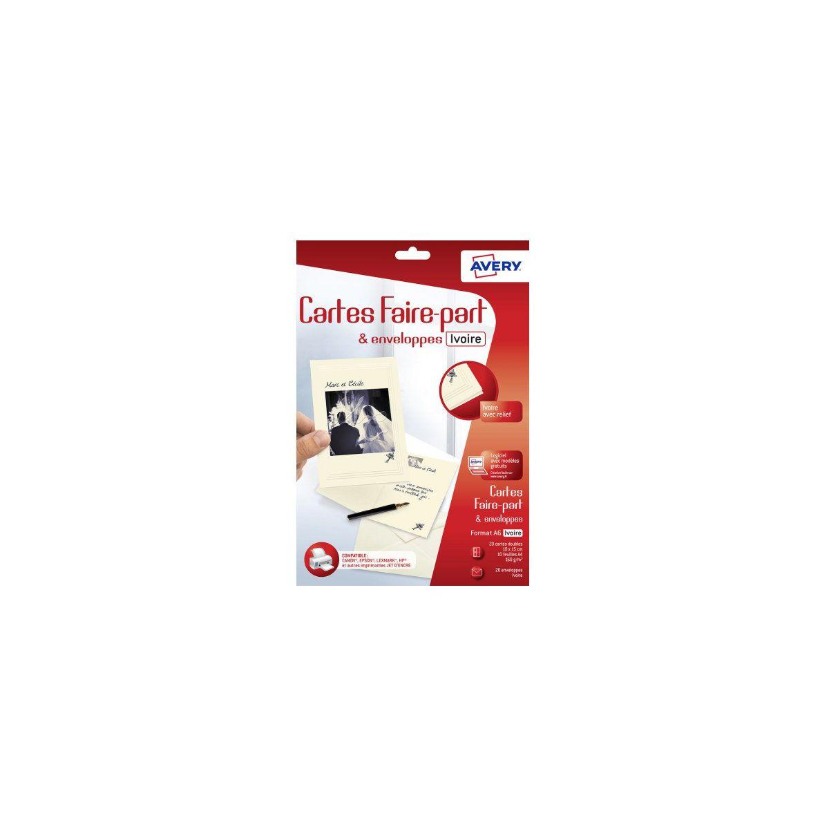 Papier cr�atif avery 20 cartes faire-part ivoire a6+20 env - 2% de remise imm�diate avec le code : school2 (photo) Papier cr�atif avery 20 cartes faire-part ivoire a6+20 env - 2% de remise imm�diate avec le code : school2 (photo)