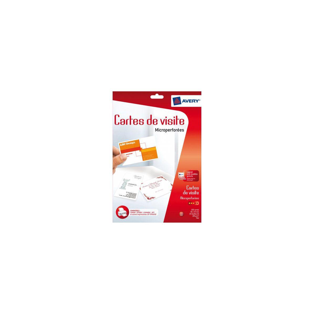 Papier cr�atif avery 250 cartes de visite 85x54mm 185g/m� - 2% de remise imm�diate avec le code : school2 (photo) Papier cr�atif avery 250 cartes de visite 85x54mm 185g/m� - 2% de remise imm�diate avec le code : school2 (photo)
