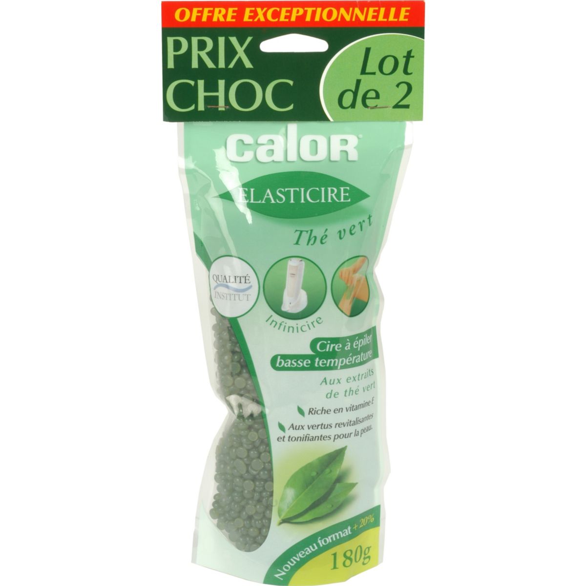 Cire calor lot 2 sachets au th� vert180g (photo) Cire calor lot 2 sachets au th� vert180g (photo)