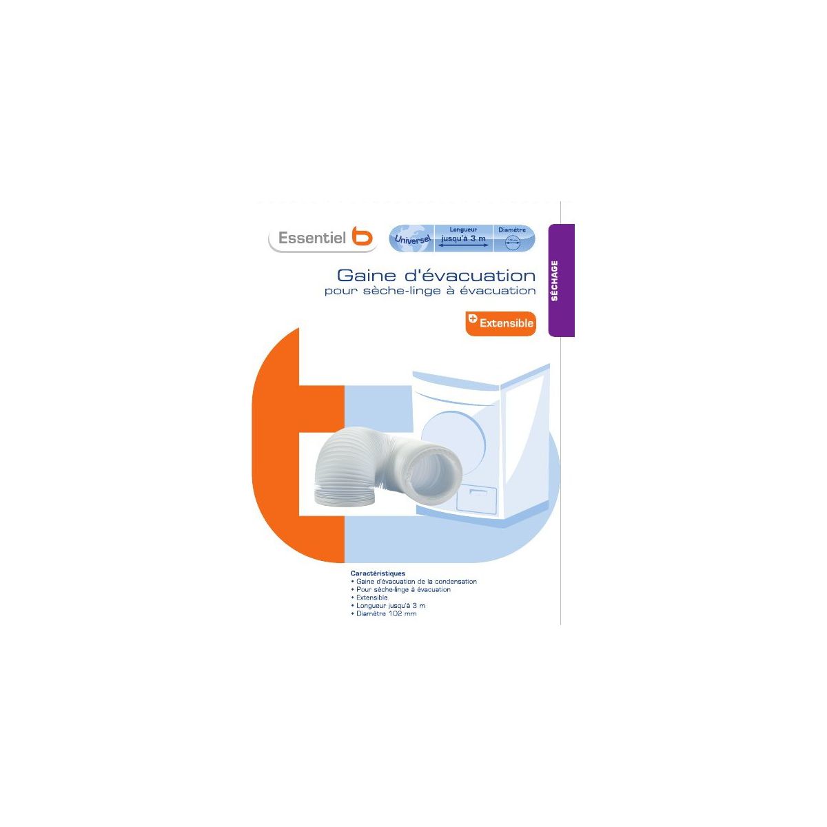Condenseur s�che linge essentielb gaine d'�vac diam 10.2 cm long 3 m (photo) Condenseur s�che linge essentielb gaine d'�vac diam 10.2 cm long 3 m (photo)