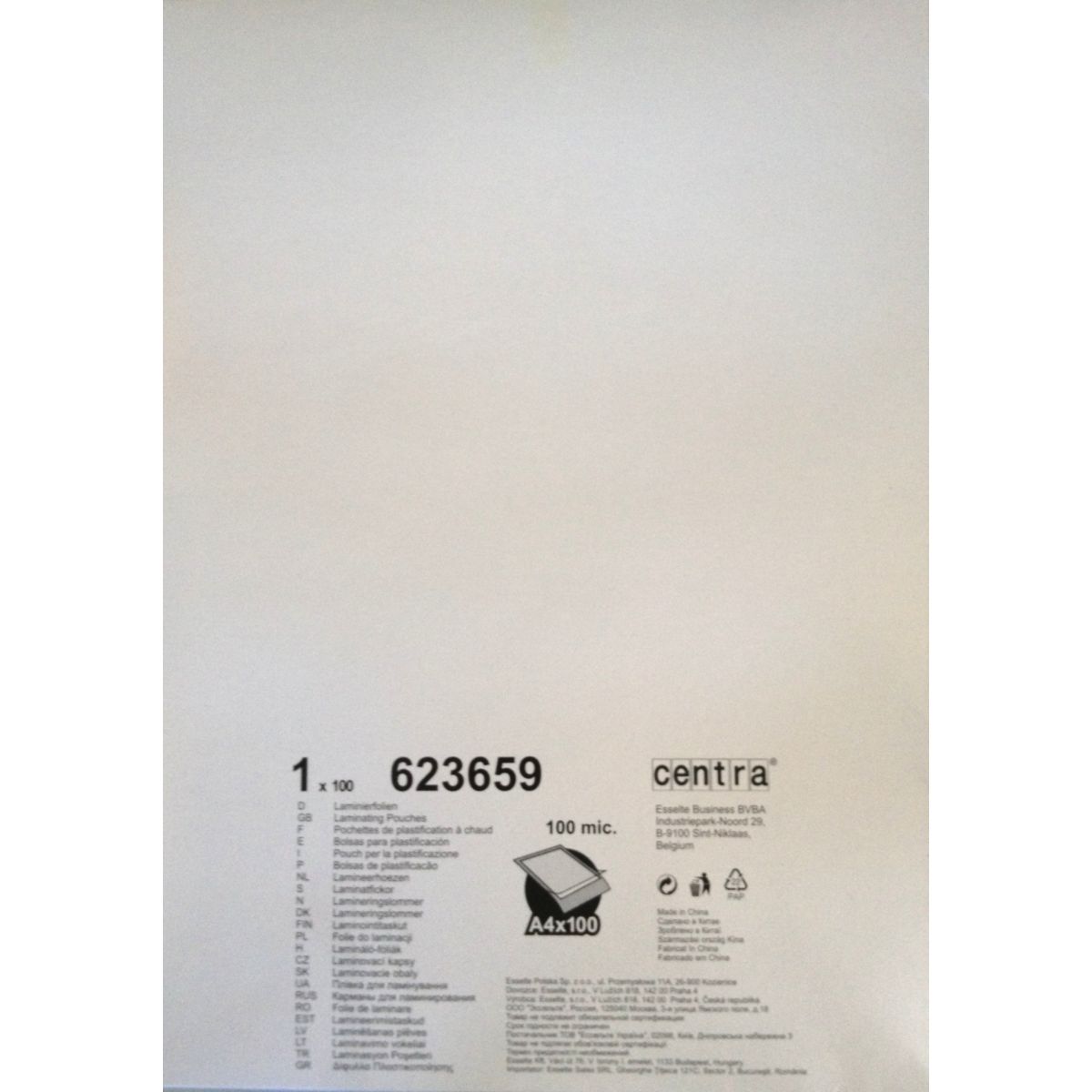 Conso plastif centra pochettes 100 a4 bo (photo) Conso plastif centra pochettes 100 a4 bo (photo)