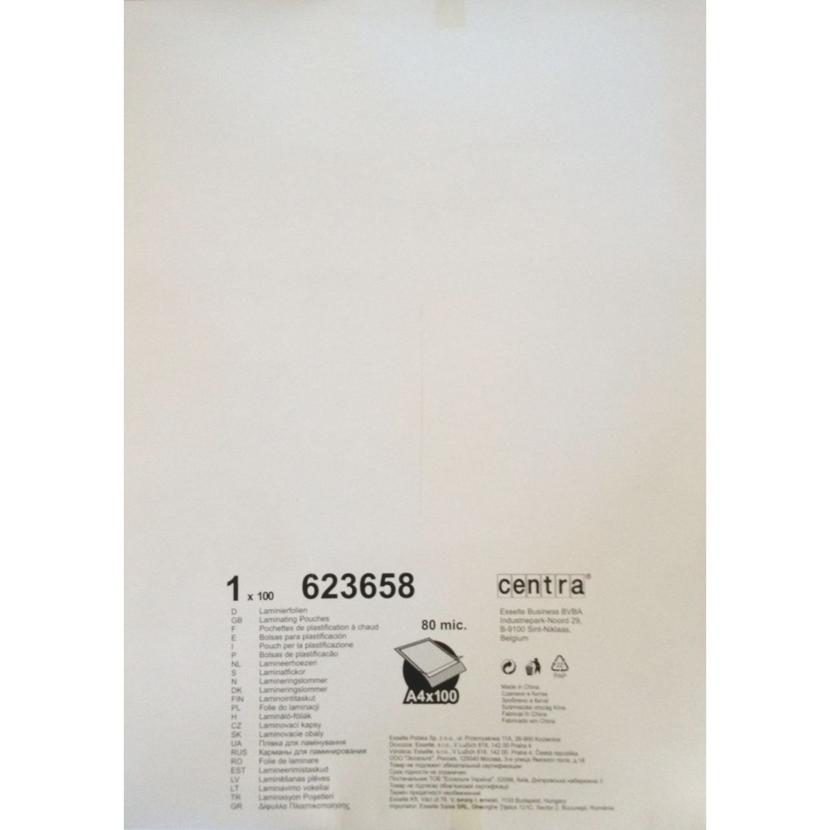Conso plastif centra pochettes 80 a4 bo� (photo) Conso plastif centra pochettes 80 a4 bo� (photo)