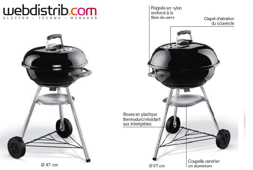 barbecue charbon weber compact kettle 57 cm noir